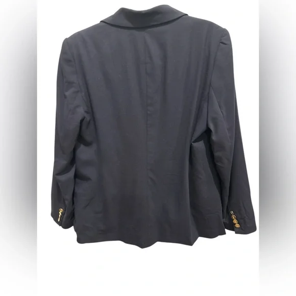 NWT Lauren Ralph Lauren Navy Double-Breasted Wool Crepe Blazer size 16 - Picture 9 of 12
